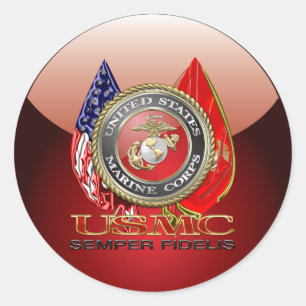 USMC Semper Fi [Special Edition] [3D] Classic Round Sticker
