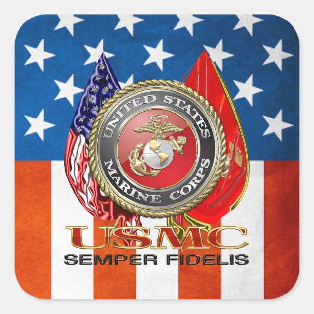 USMC Semper Fi [Special Edition] [3D] Square Sticker (Front)