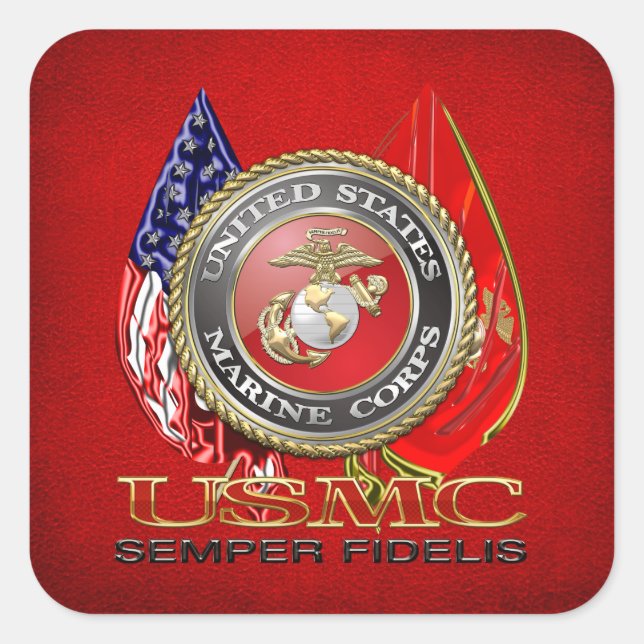USMC Semper Fi [Special Edition] [3D] Square Sticker (Front)