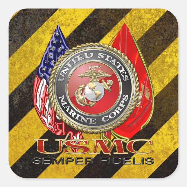 USMC Semper Fi [Special Edition] [3D] Square Sticker (Front)