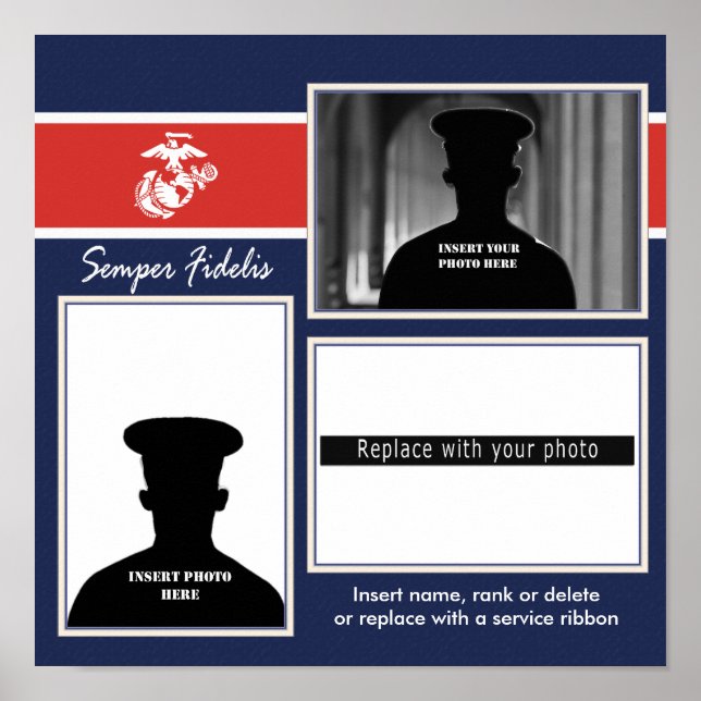 USMC Semper Fidelis Photo Collage Poster (Front)
