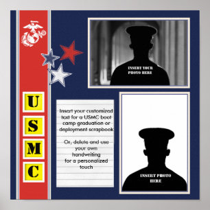 USMC Stars Photo Collage Poster