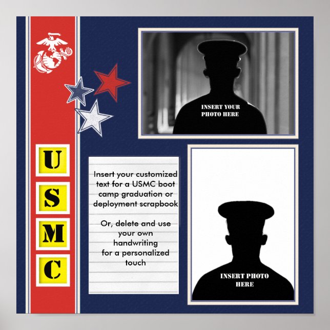 USMC Stars Photo Collage Poster (Front)