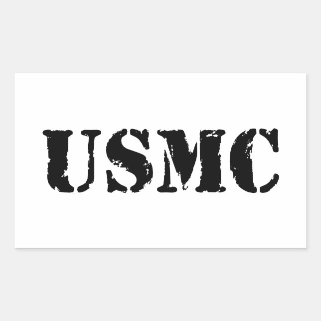 USMC [stencil text] Rectangular Sticker (Front)