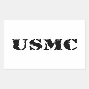 USMC [stencil text] Rectangular Sticker