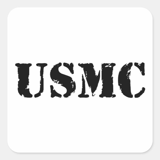 USMC [stencil text] Square Sticker (Front)