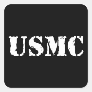 USMC [stencil text] Square Sticker