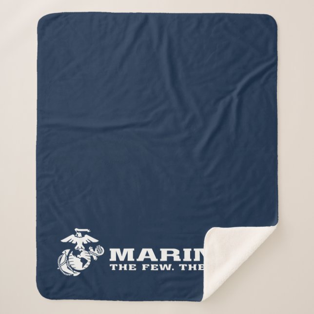 USMC The Few The Proud Logo - White Sherpa Blanket (Front)