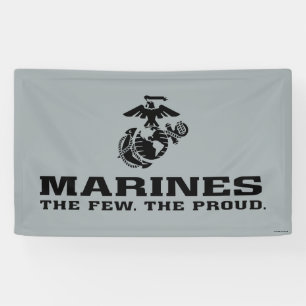 USMC "The Few, The Proud" Stacked Black Logo Banner