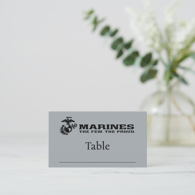 USMC "The Few, The Proud" Stacked Black Logo Place Card (Standing Front)
