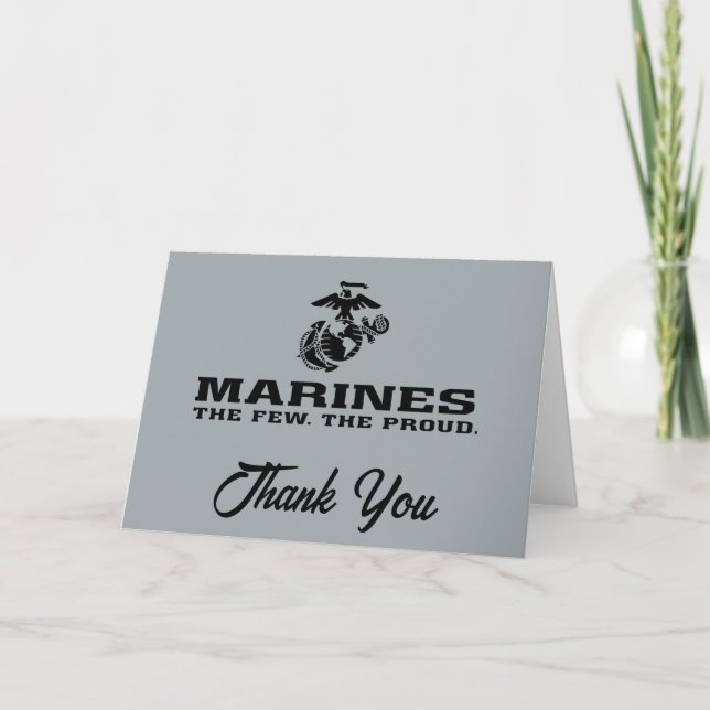 USMC "The Few, The Proud" Stacked Black Logo Thank You Card (Front)