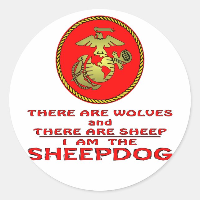 USMC There Are Wolves And There Are Sheep Classic Round Sticker (Front)