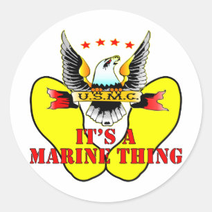 USMC Yellow Footprints It’s A Marine Thing Classic Round Sticker