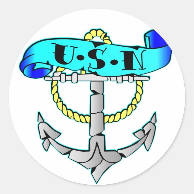 USN Anchor Tattoo Classic Round Sticker (Front)