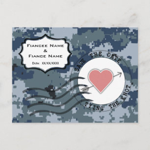 USN Navy Save the Date and Heart Announcement Postcard