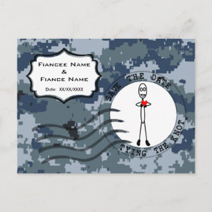 USN Navy Save the Date and Heart Announcement Postcard