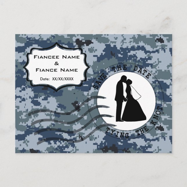 USN Navy Save the Date & Bride and Groom Announcement Postcard (Front)