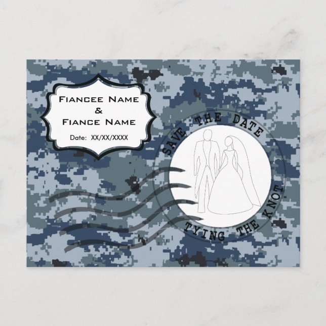 USN Navy Save the Date & Bride and Groom Announcement Postcard (Front)