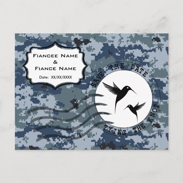USN Navy Save the Date & Love Birds Announcement Postcard (Front)