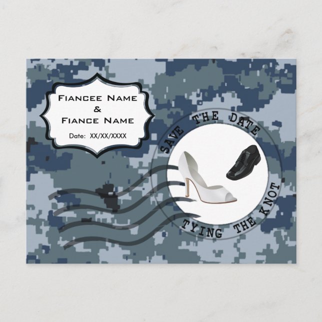 USN Navy Save the Date & Shoes Announcement Postcard (Front)