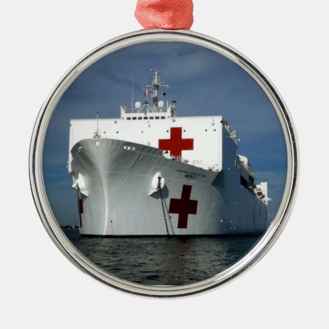 USNS Mercy Hospital Ship Metal Tree Decoration (Front)