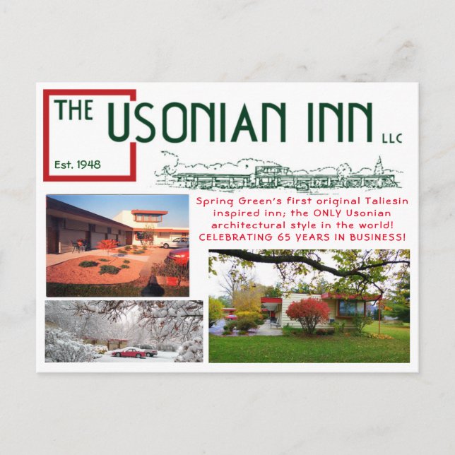 Usonian Inn Anniversary post card (Front)