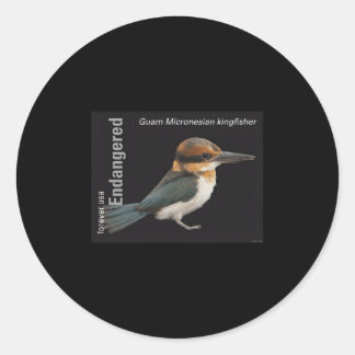 Usps Endangered Species Kingfisher Full Stamp Classic Round Sticker