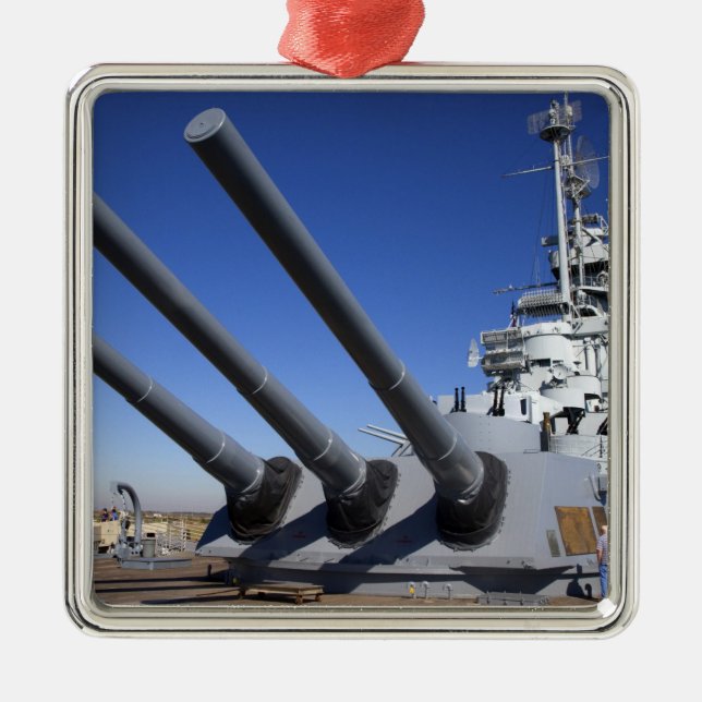 USS Alabama Battleship at Battleship Memorial 2 Metal Tree Decoration (Front)