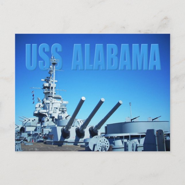 USS Alabama (BB-60), Mobile, AL Postcard (Front)