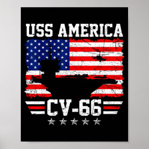 Uss america cv-66 aircraft carrier distressed flag poster