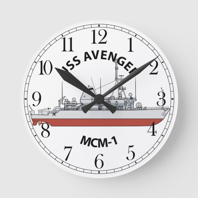 USS Avenger MCM-1 Round Clock (Front)
