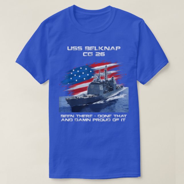 USS Belknap CG26 Class Cruiser American Flag Veter T-Shirt (Design Front)