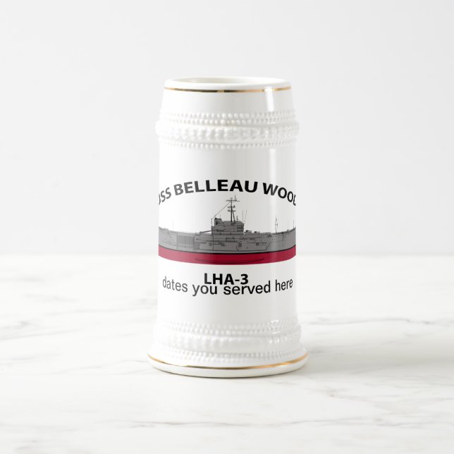 USS Belleau Wood, LHA-3, customizable dates served Beer Stein (Center)