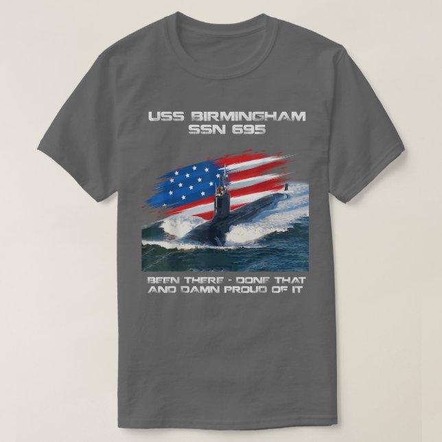 USS Birmingham SSN695 American Flag Submarine Vete T-Shirt (Design Front)