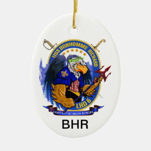USS Bonhomme Richard LHD-6 living crest Ceramic Tree Decoration