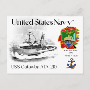 USS CATAWBA ATA-210  AUXILIARY TUG POSTCARD