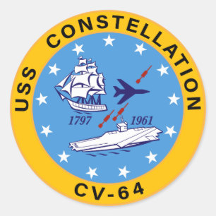USS Constellation CV-64 Aircraft Carrier Insignia Classic Round Sticker