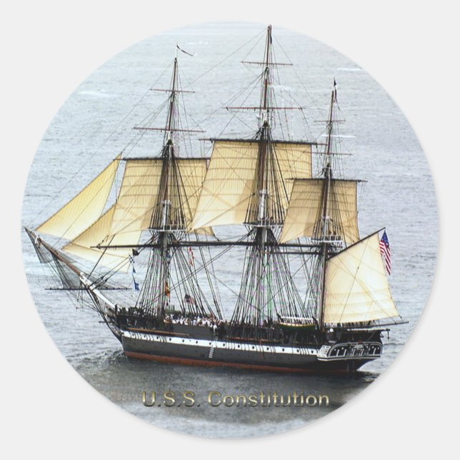 USS Constitution at Full Mask Classic Round Sticker (Front)