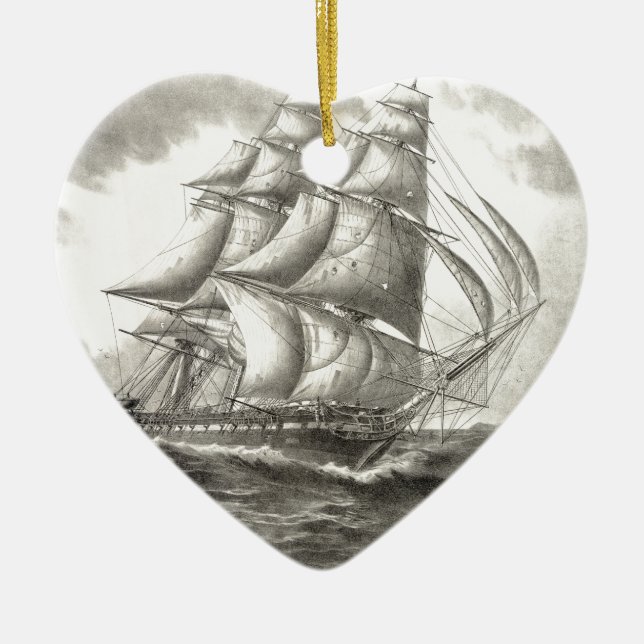 USS Constitution Ceramic Tree Decoration (Front)