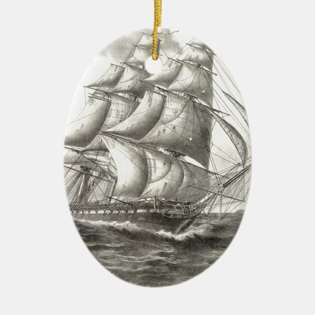 USS Constitution Ceramic Tree Decoration (Front)