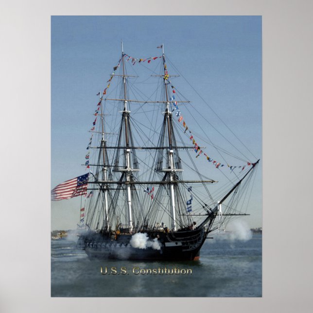 USS Constitution Firing Cannons Poster (Front)