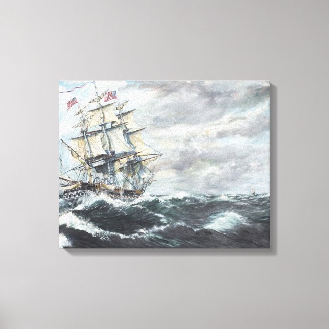 USS Constitution heads for HM Frigate Guerriere Canvas Print (Front)