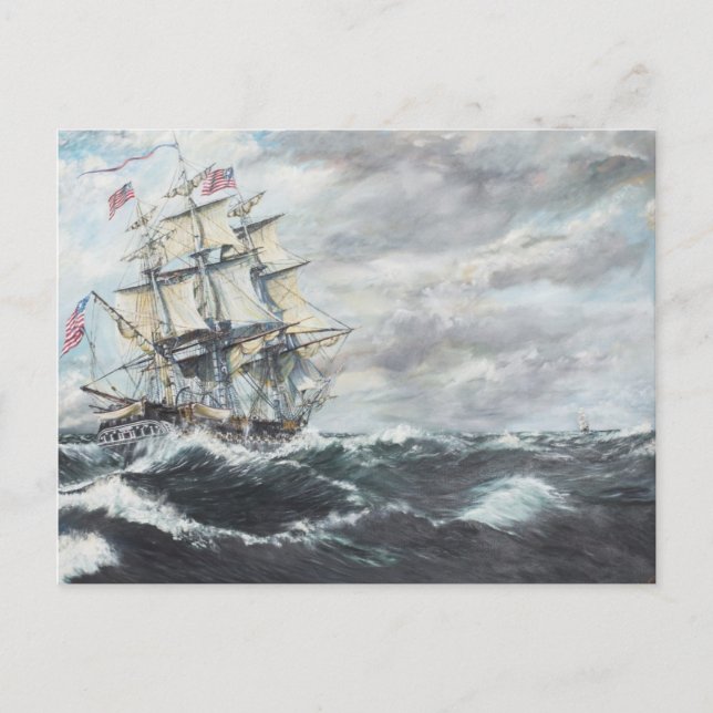 USS Constitution heads for HM Frigate Guerriere Postcard (Front)