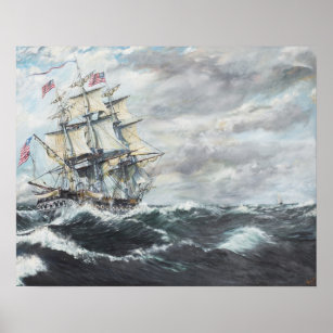 USS Constitution heads for HM Frigate Guerriere Poster