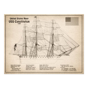 USS Constitution - Ship Blueprint Plans SD Photo Print