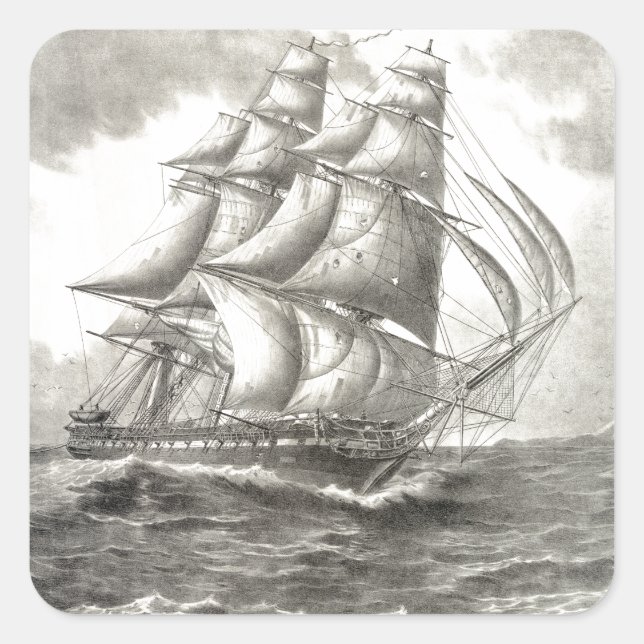 USS Constitution Square Sticker (Front)
