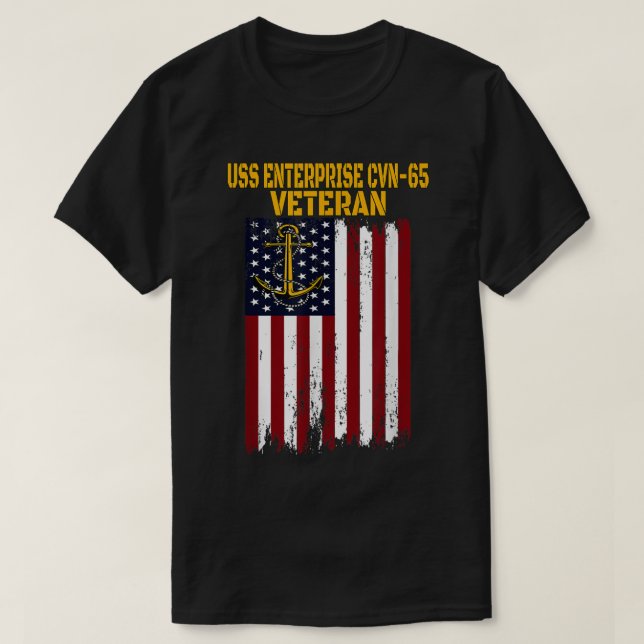 USS Enterprise CVN65 CVAN65 Aircraft Carrier Veter T-Shirt (Design Front)