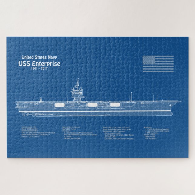 USS Enterprise - Ship Blueprint Plans ABD Jigsaw Puzzle (Horizontal)
