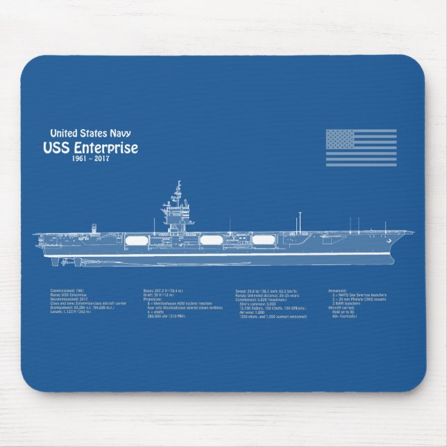USS Enterprise - Ship Blueprint Plans ABD Mouse Pad (Front)