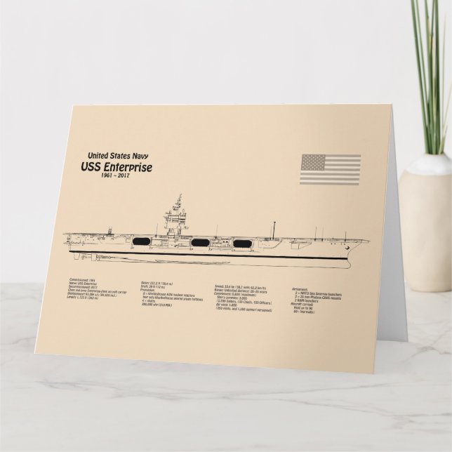 USS Enterprise - Ship Blueprint Plans SD Thank You Card (Front)